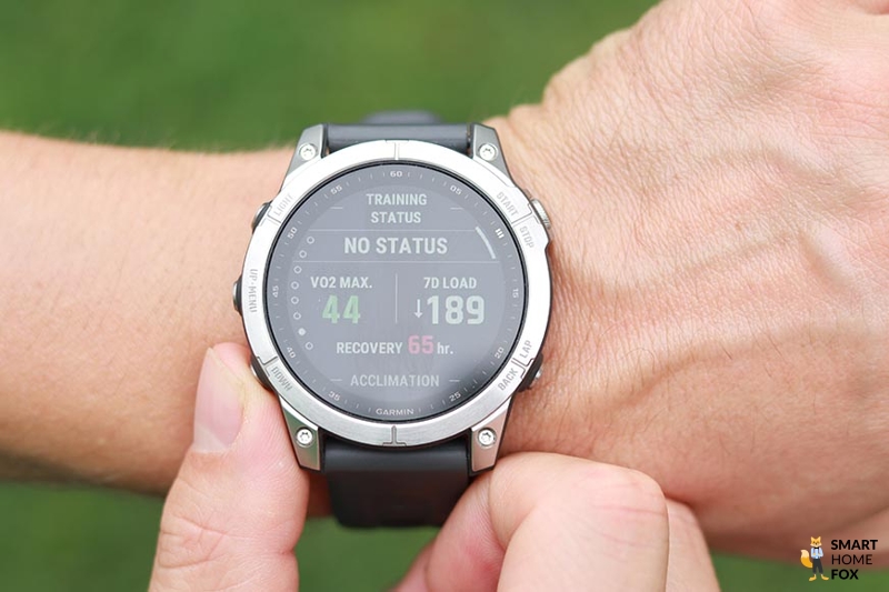 Man sieht den aufgezeichneten VO2max Wert auf der Garmin Fenix 7.